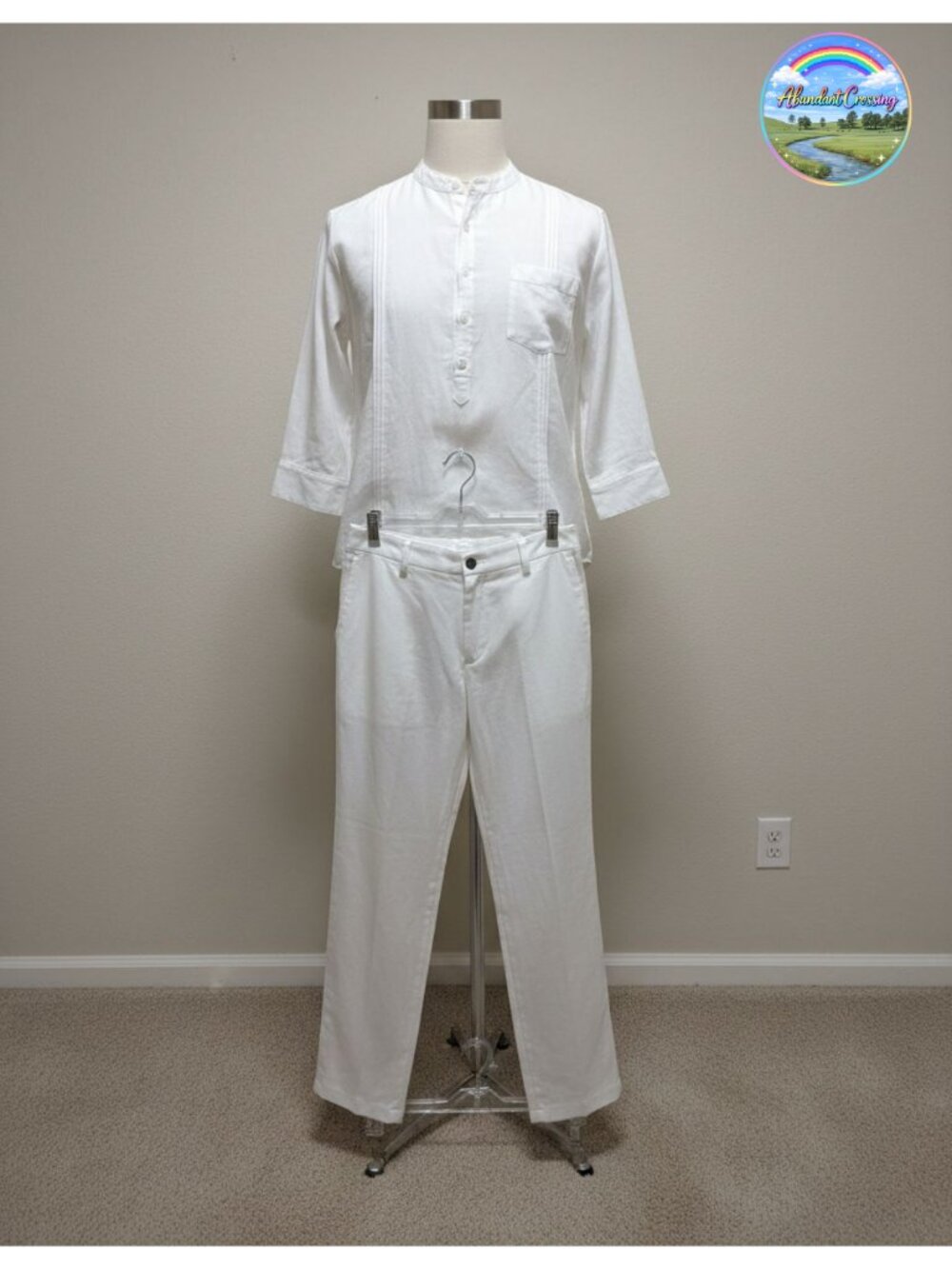 Men's 2 Piece Cotton Blend Henley Shirt & Pants Set Casual Beach Vacation